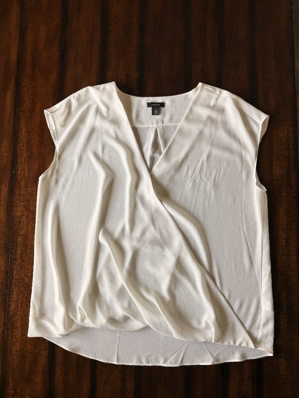 Halogen White Surplice Cap Sleeve Draped Blouse XL